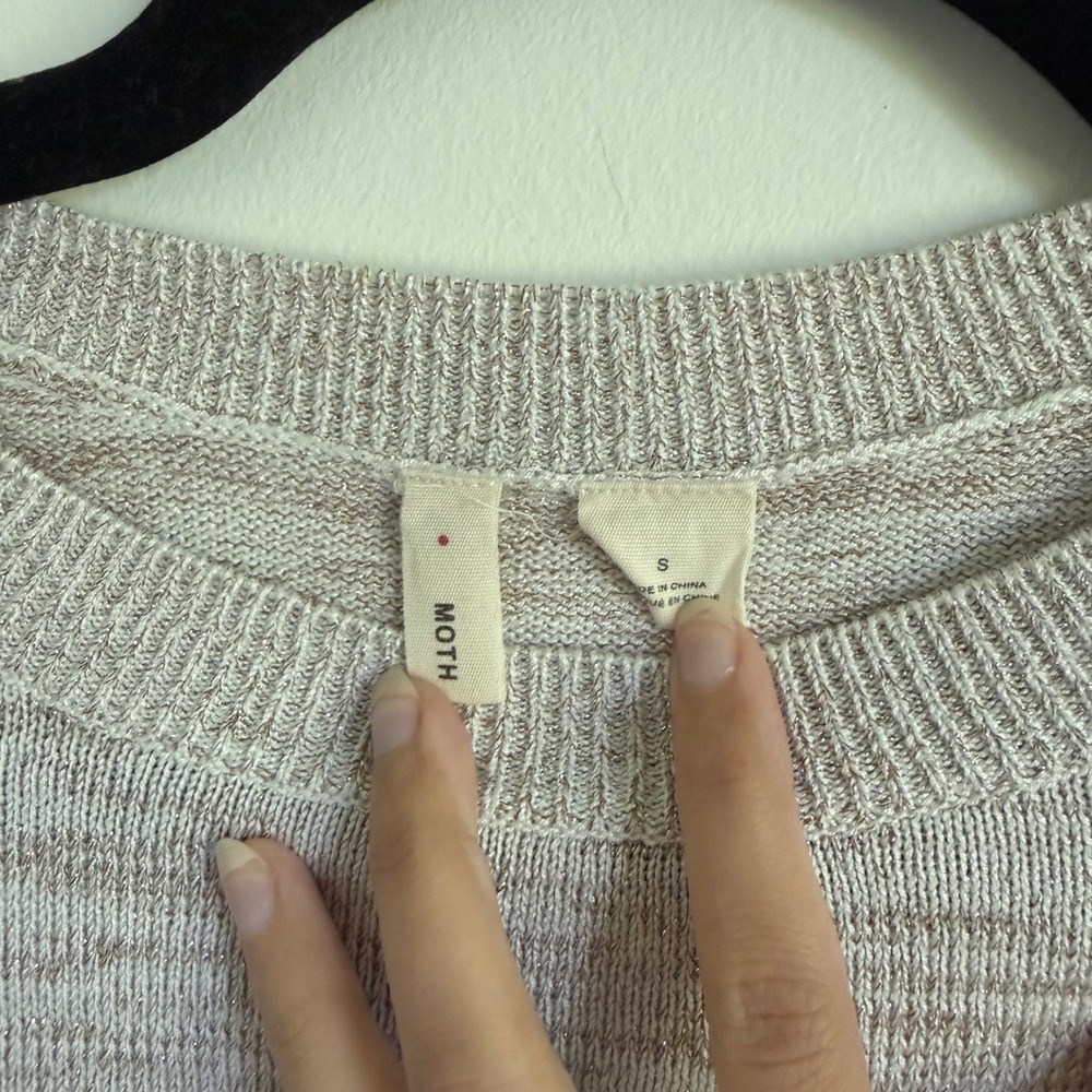 Moth Anthropologie Women Small Colorblock Metallic Rayon Blend Sweater - Picture 3 of 4